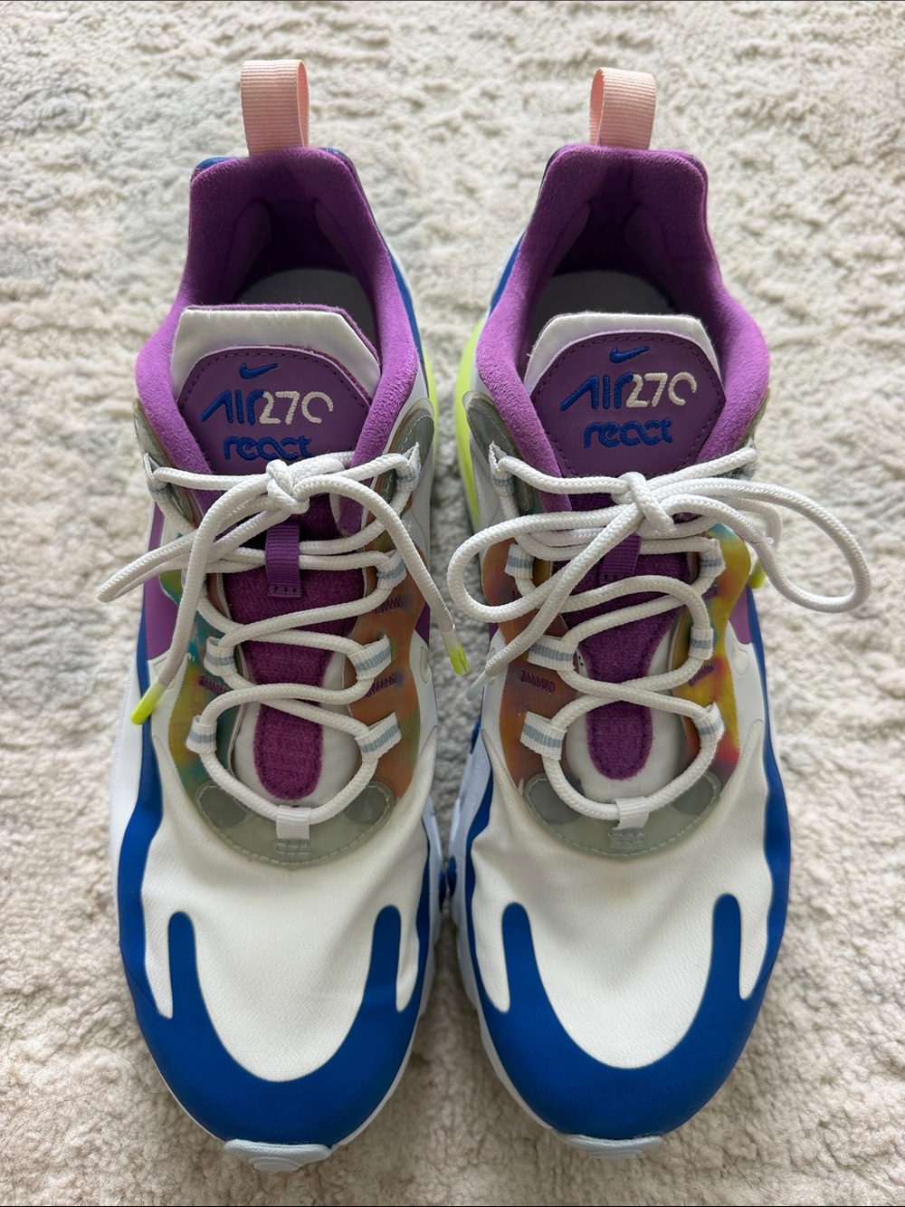 Nike Air 270 React Men’s Multi-Color Athletic Sneakers - Purple, Blue, White